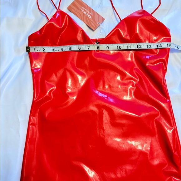 Red High-Shine Faux Leather Slip Dress – Size M (NWT) - Picture 5 of 6
